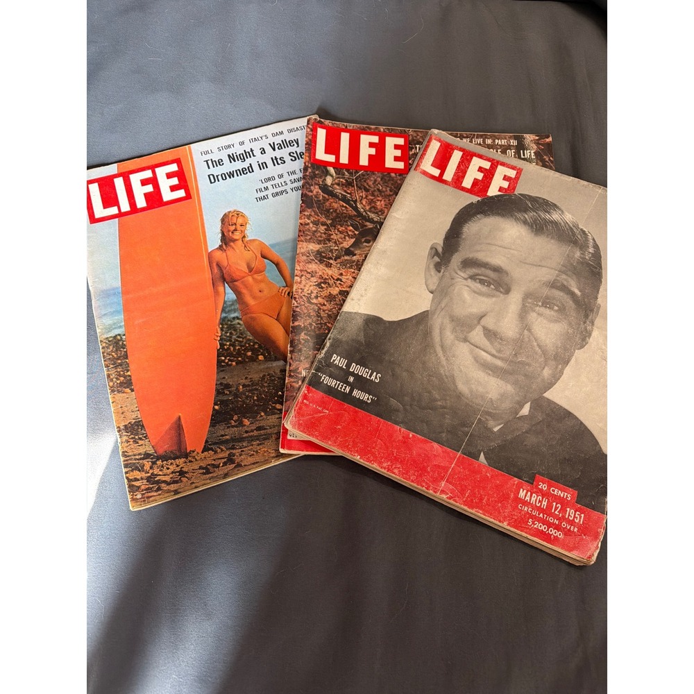 Vintage LIFE Magazine Lot 1951 1954 1963 Yvette Mimieux Jim Brown Ads 3 Issues